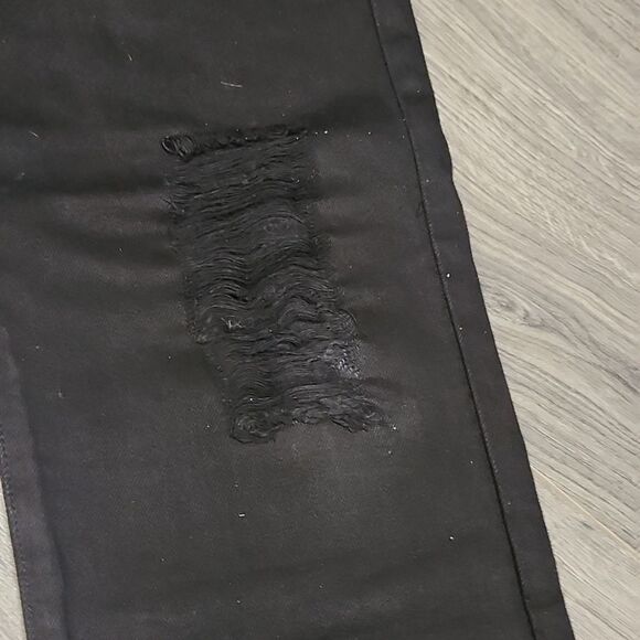 Black Mumu Wide Raw High Waisted Hem Cropped Jeans - Picture 5 of 12